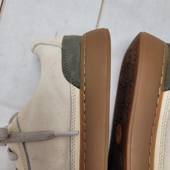 Timberland Earthkeepers Atlanta cream canvas green leather sneakers low shoes - Picture 7 of 11